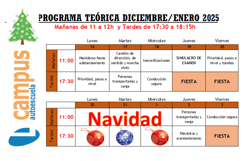 PROGRAMA TEÓRICA DICIEMBRE/ENERO 2025