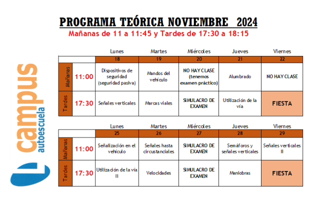 PROGRAMA TEÓRICA NOVIEMBRE