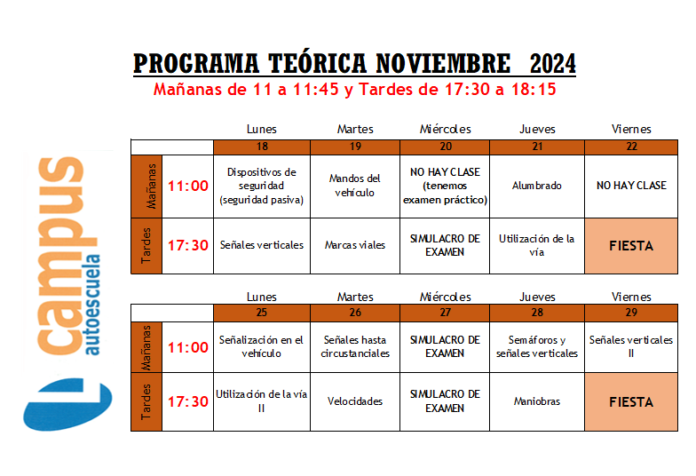 PROGRAMA TEÓRICA NOVIEMBRE